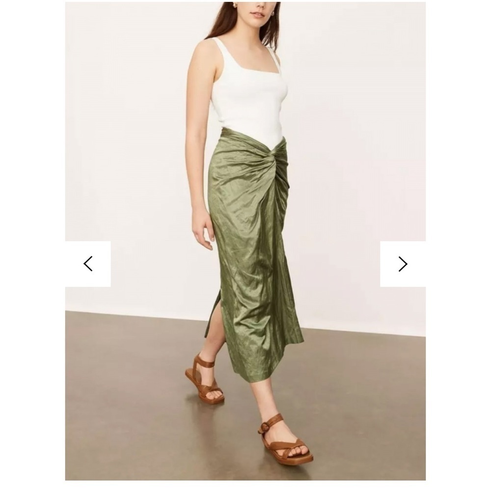 NWOT Vince Twist Front Skirt in Dark Pistachio Size 2 - Picture 3 of 10